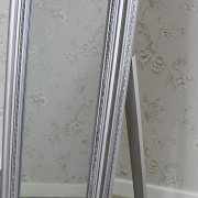 Ornate Antique Silver Full Length Vintage Freestanding Cheval Mirror