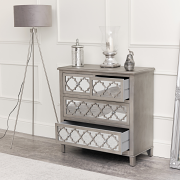 Large Silver Mirrored Chest of Drawers - Sabrina Silver Range