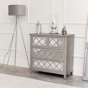 Large Silver Mirrored Chest of Drawers - Sabrina Silver Range