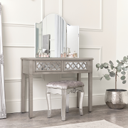 Silver Mirrored Console Table / Dressing Table - Sabrina Silver Range