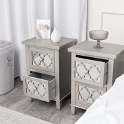 Pair of Silver Mirrored Bedside Tables - Sabrina Silver Range