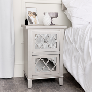 Silver Mirrored Bedside Table - Sabrina Silver Range