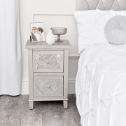 Silver Mirrored Bedside Table - Sabrina Silver Range