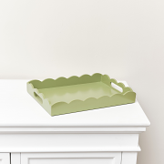 Rectangle Olive Green Scalloped Tray