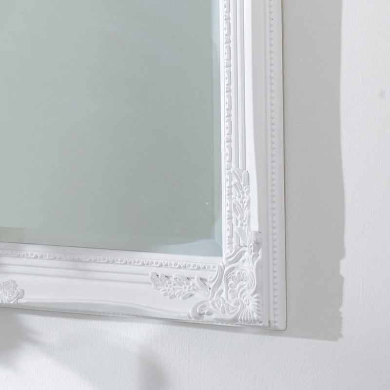 Large Ornate White Wall Mirror 62cm X82cm Flora Furniture Large Ornate White Wall Mirror 62cm, White Frame Mirror Large