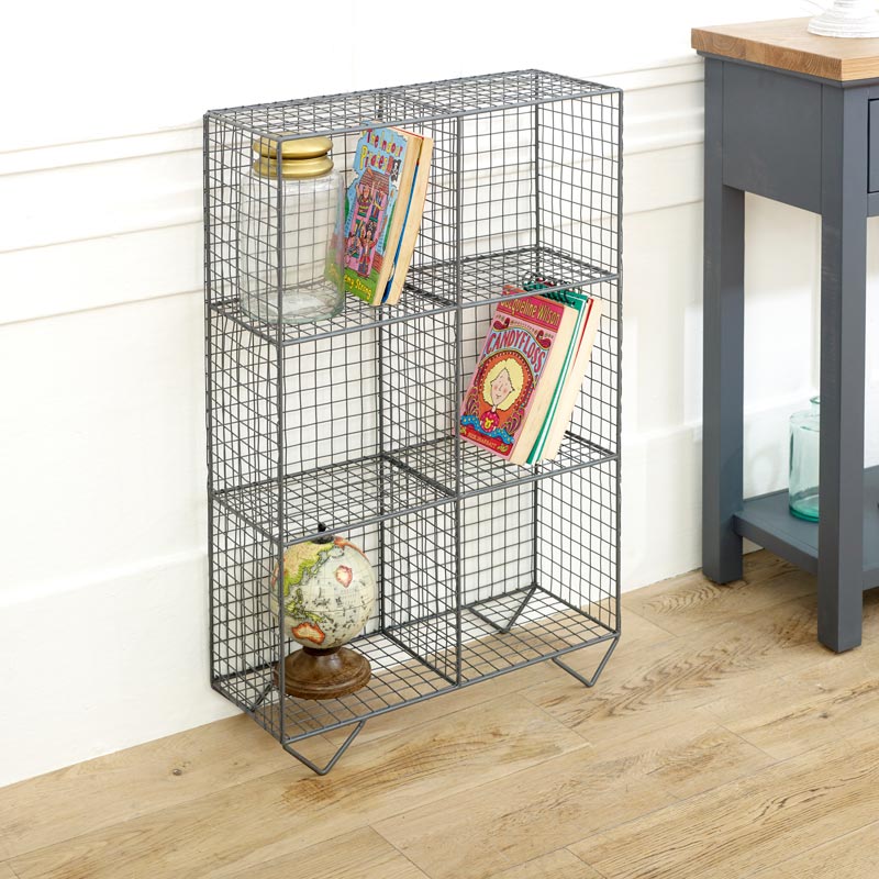 Grey Wire Floor Shelving Unit Flora, Wire Mesh Shelving Units