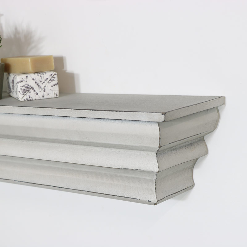 Ornate Grey Mantel Shelf Flora Furniture, White Fireplace Mantel Shelf Uk
