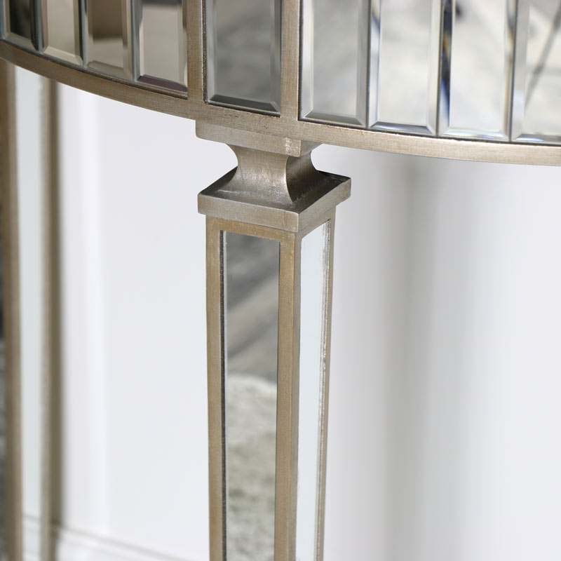 Gold Mirrored Half Moon Console Table Deco Range Flora