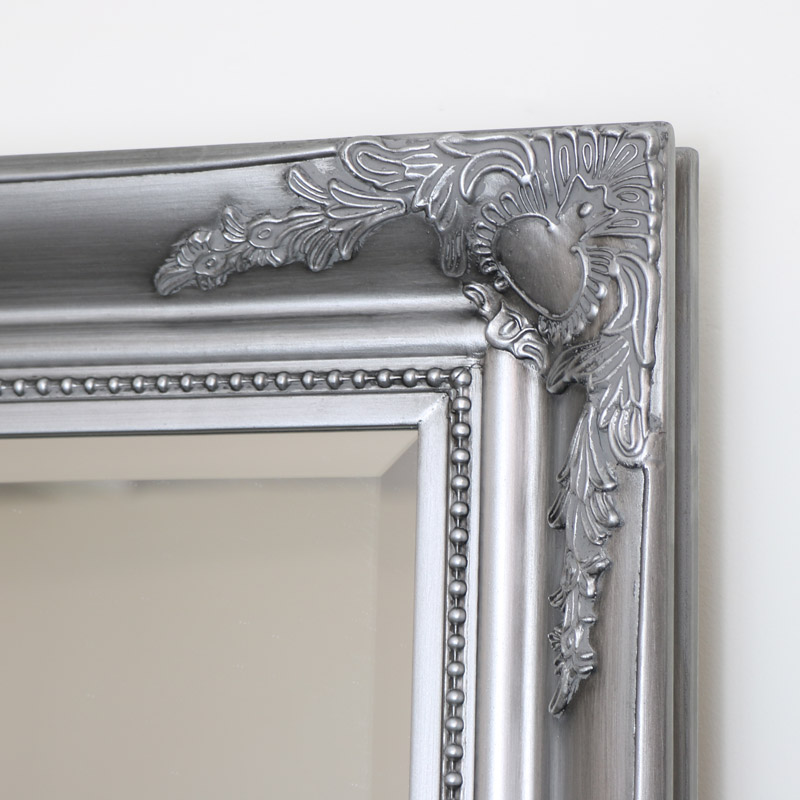 Large Ornate Silver Wall Leaner, Extra Large Ornate Silver Wall Leaner Mirror