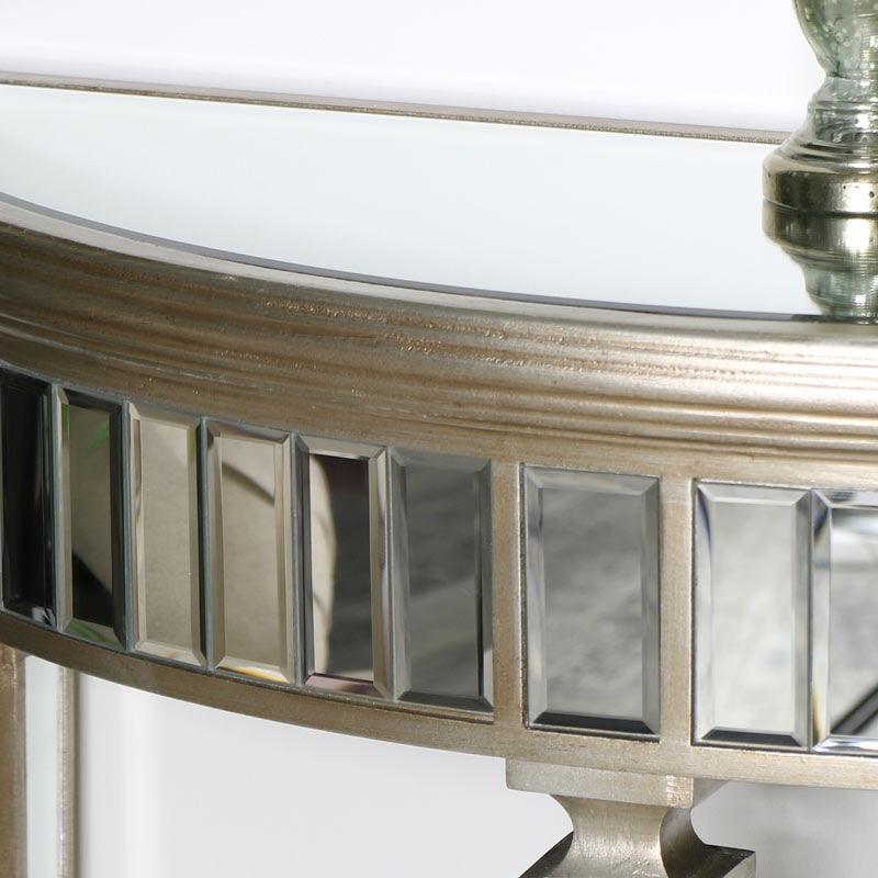 Gold Mirrored Half Moon Console Table Deco Range Flora