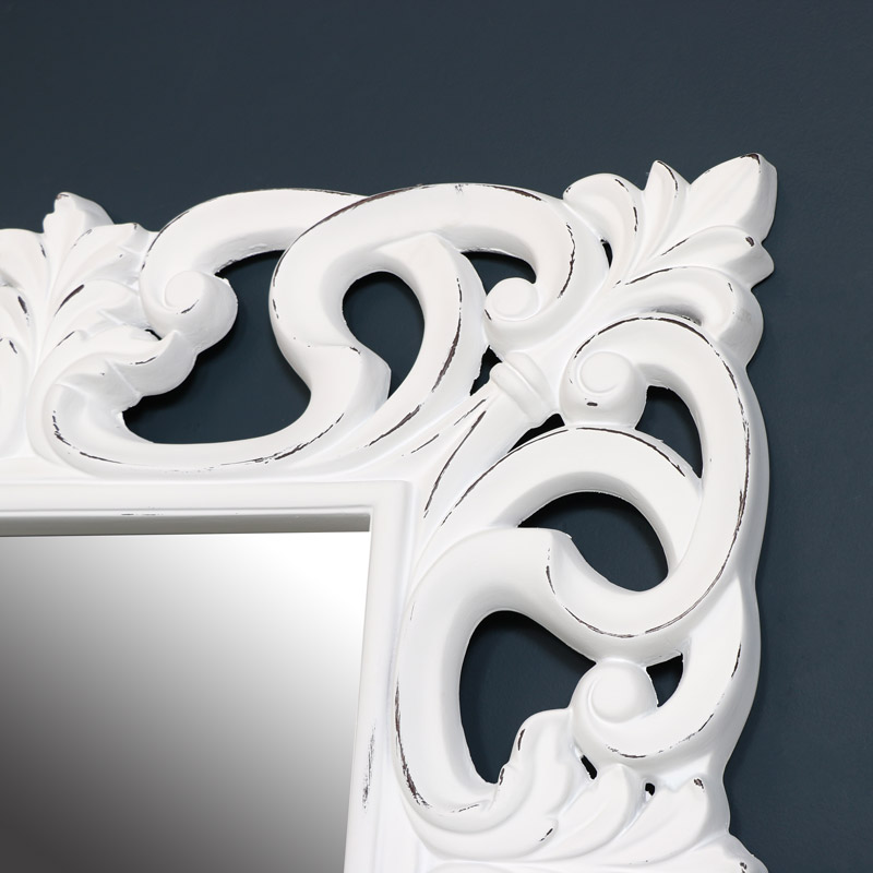 Large Ornate White Wall Floor Mirror 92cm X 168cm Flora Furniture Large Ornate White Wall Floor Mirror, Large Ornate White Wall Floor Mirror 92cm X 168cm