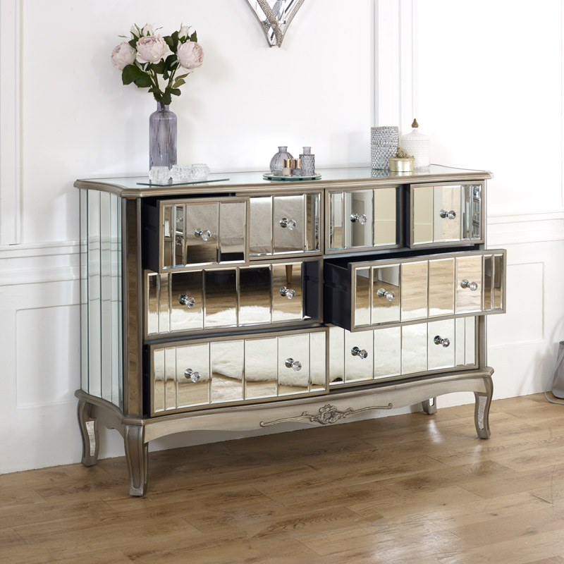 Extra Large Mirrored Chest of Drawers - Tiffany Range | Flora Furniture
