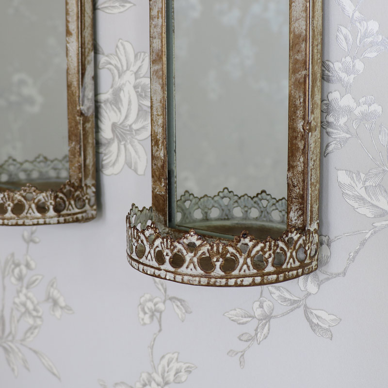 Set Of 2 Vintage Wall Hanging Mirrors With Shelf Flora Furniture Set Of 2 Vintage Wall Hanging Mirrors With Shelf
