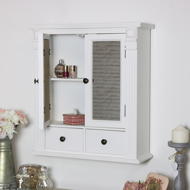 White Mirrored Bathroom Wall Cabinet | Flora Furniture