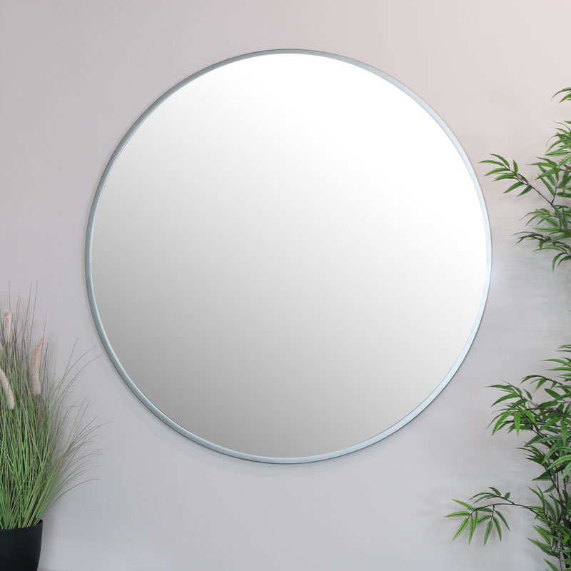 Extra Large Round Silver Wall Mirror, Oversized Round Decorative Mirrors
