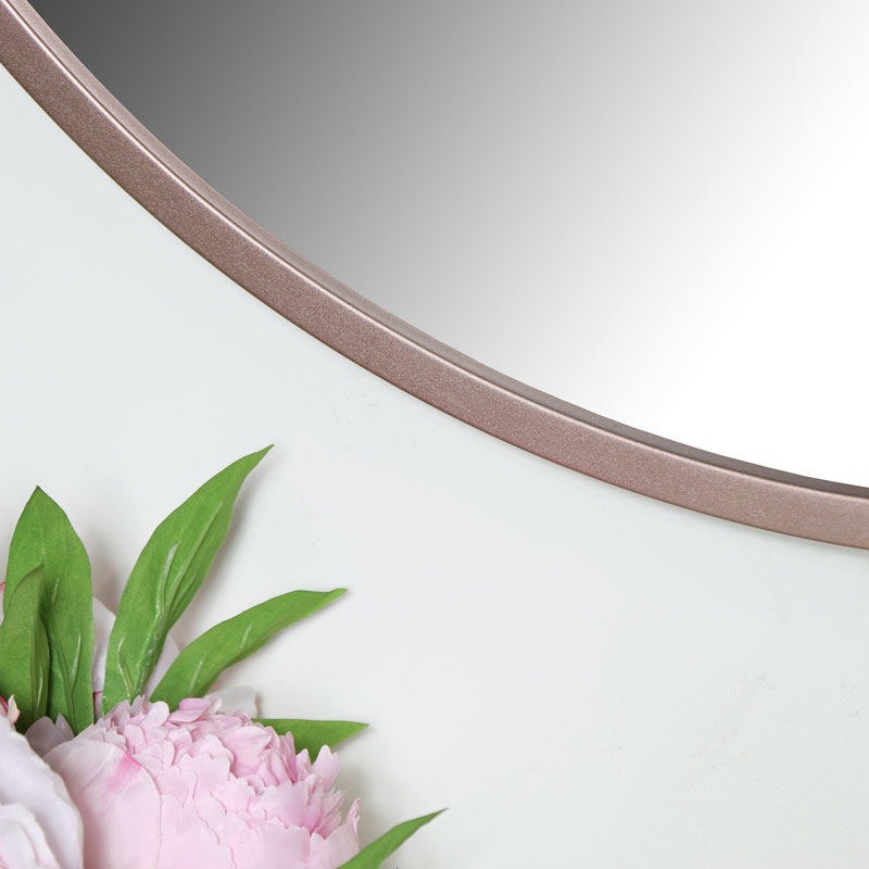 Round Rose Gold Pink Wall Mirror 80cm X Flora Furniture Round Rose Gold Pink Wall Mirror 80cm X, Rose Gold Round Mirror 80cm