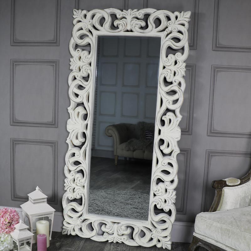 Large Ornate Antique White Wall Mounted Mirror Flora Furniture - Large Ornate Wall Mirror Uk Large Ornate Antique White Wall Mounted Mirror Flora Furniture - Large Ornate Wall Mirror Uk