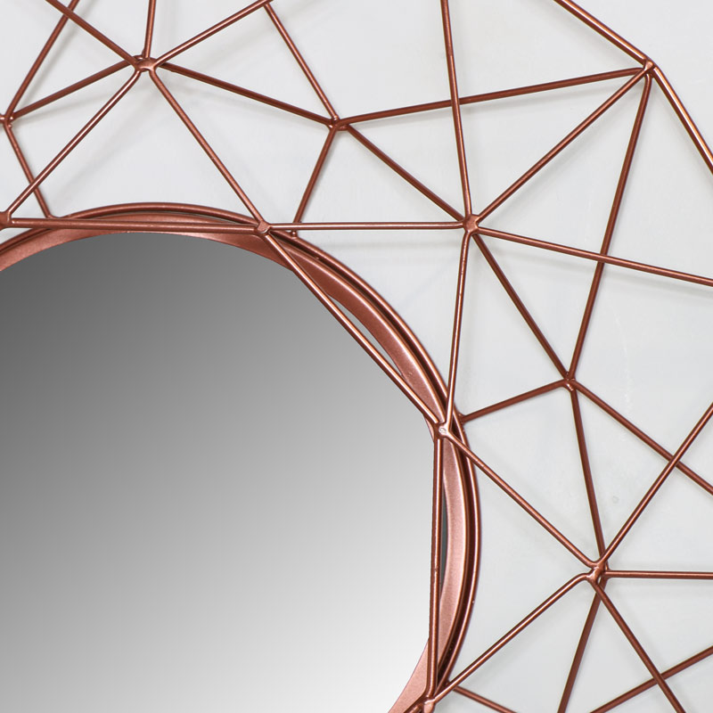 Large Round Copper Wall Mirror Flora Furniture Large Round Copper Wall Mirror Flora, Large Round Copper Metal Wire Wall Mirror 63cm X