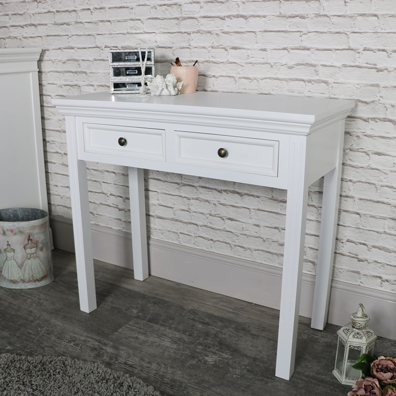 White 2 Drawer Console/Dressing Table | Flora Furniture