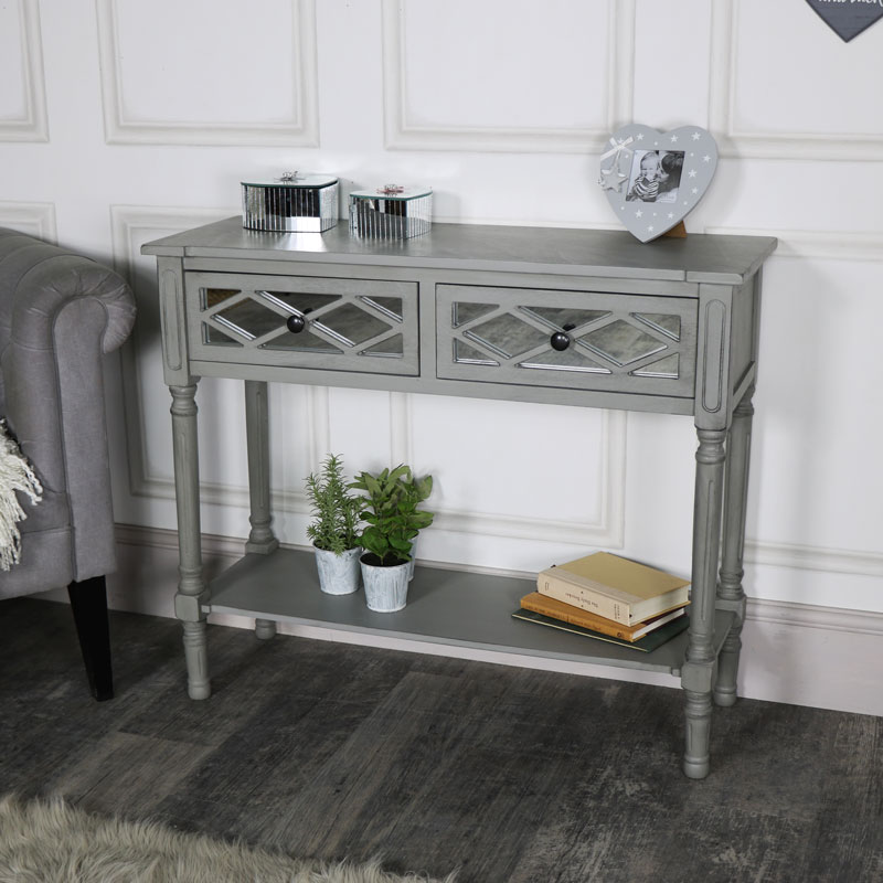 Grey Mirrored Console Table Flora Furniture - Grey Wood Mirrored Furniture Grey Mirrored Console Table Flora Furniture - Grey Wood Mirrored Furniture