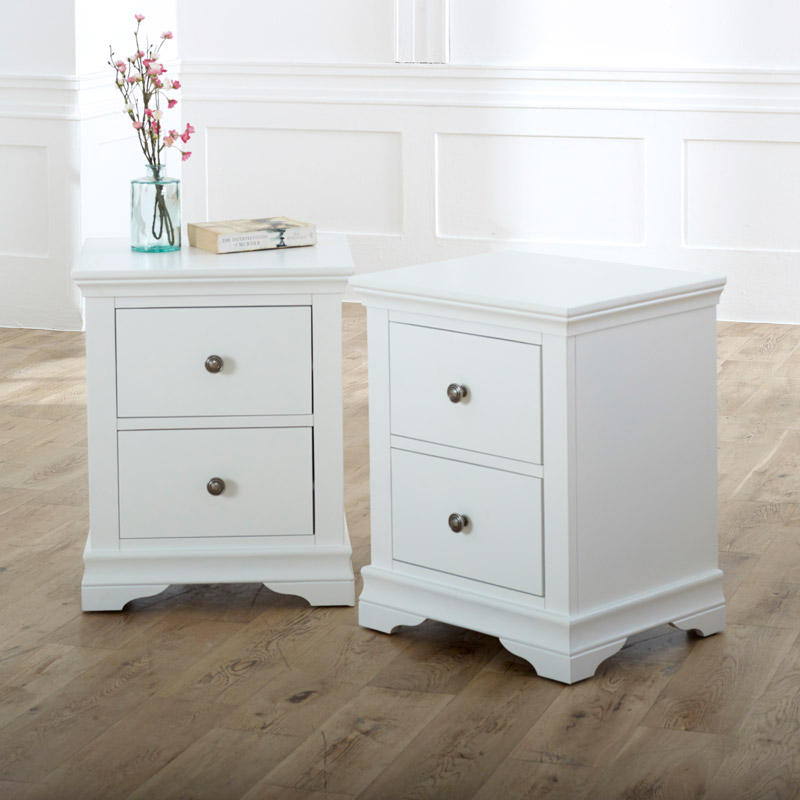 Newbury White Range Flora Furniture, Bedside Tables And Dresser Set White