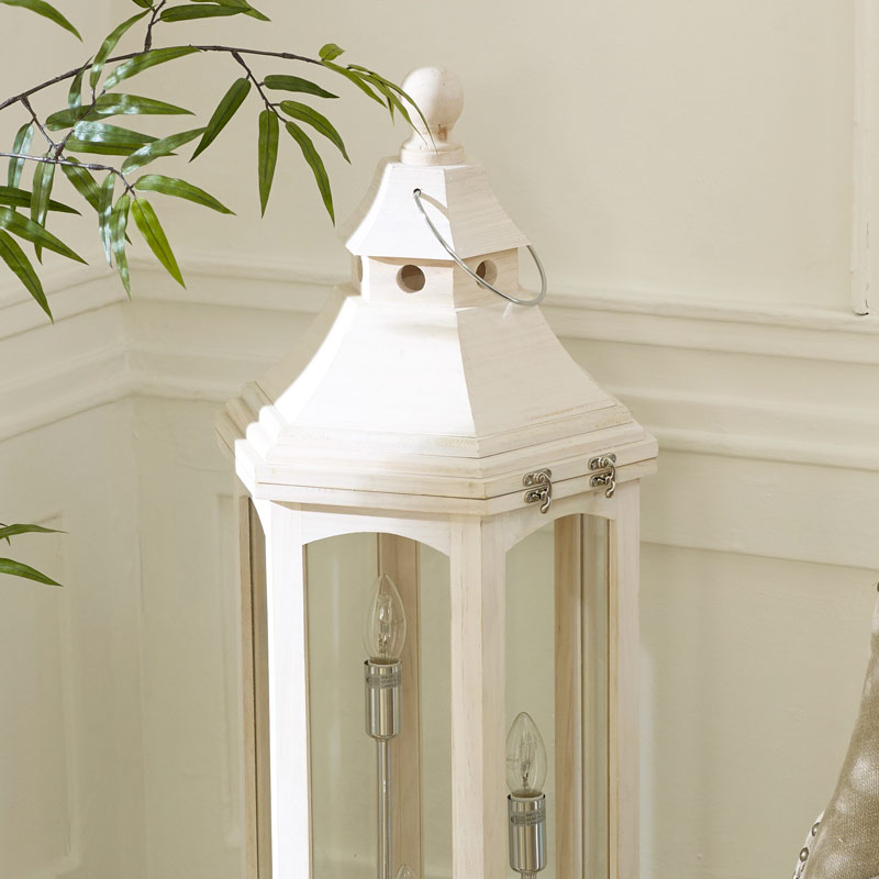 White Washed Wooden Lantern Floor Lamp, White Lantern Floor Lamp