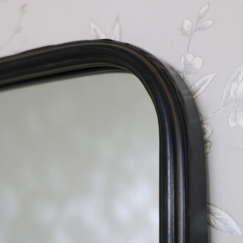 Black Metal Vanity Wall Mirror With, Black Metal Industrial Vanity Wall Mirror With Shelf 32cm X 50cm