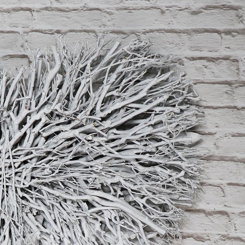 Large White Washed Twig Heart Wall Art Flora Furniture - Whitewashed Wall Art Uk