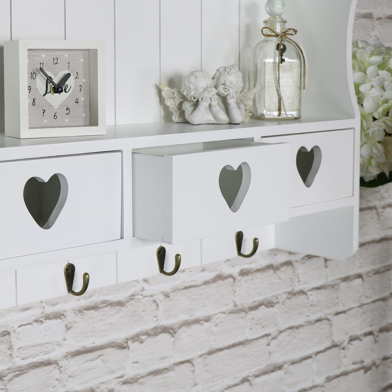White Wooden Wall Unit 2 Shelves Hooks Drawer Storage Kitchen Bathroom Hallway - White Wood Bathroom Wall Shelf White Wooden Wall Unit 2 Shelves Hooks Drawer Storage Kitchen Bathroom Hallway - White Wood Bathroom Wall Shelf