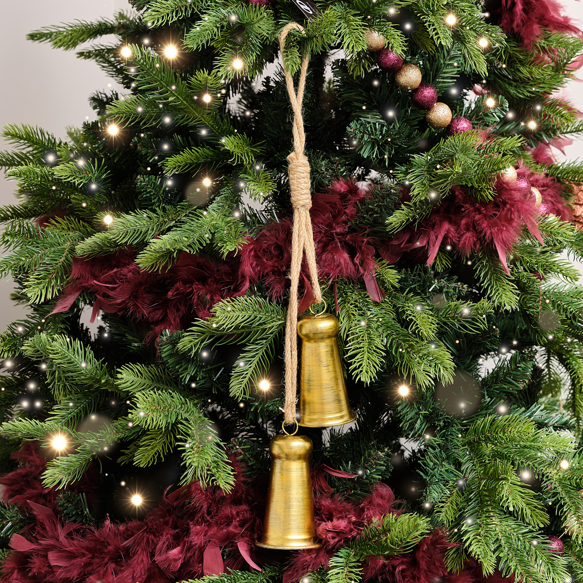 Large Gold Metal Hanging Bells Christmas Tree Decoration - 50cm