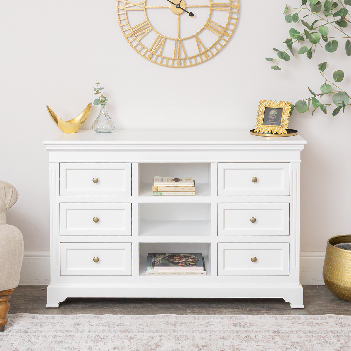 Large White Wooden Sideboard Cabinet - Daventry White Range