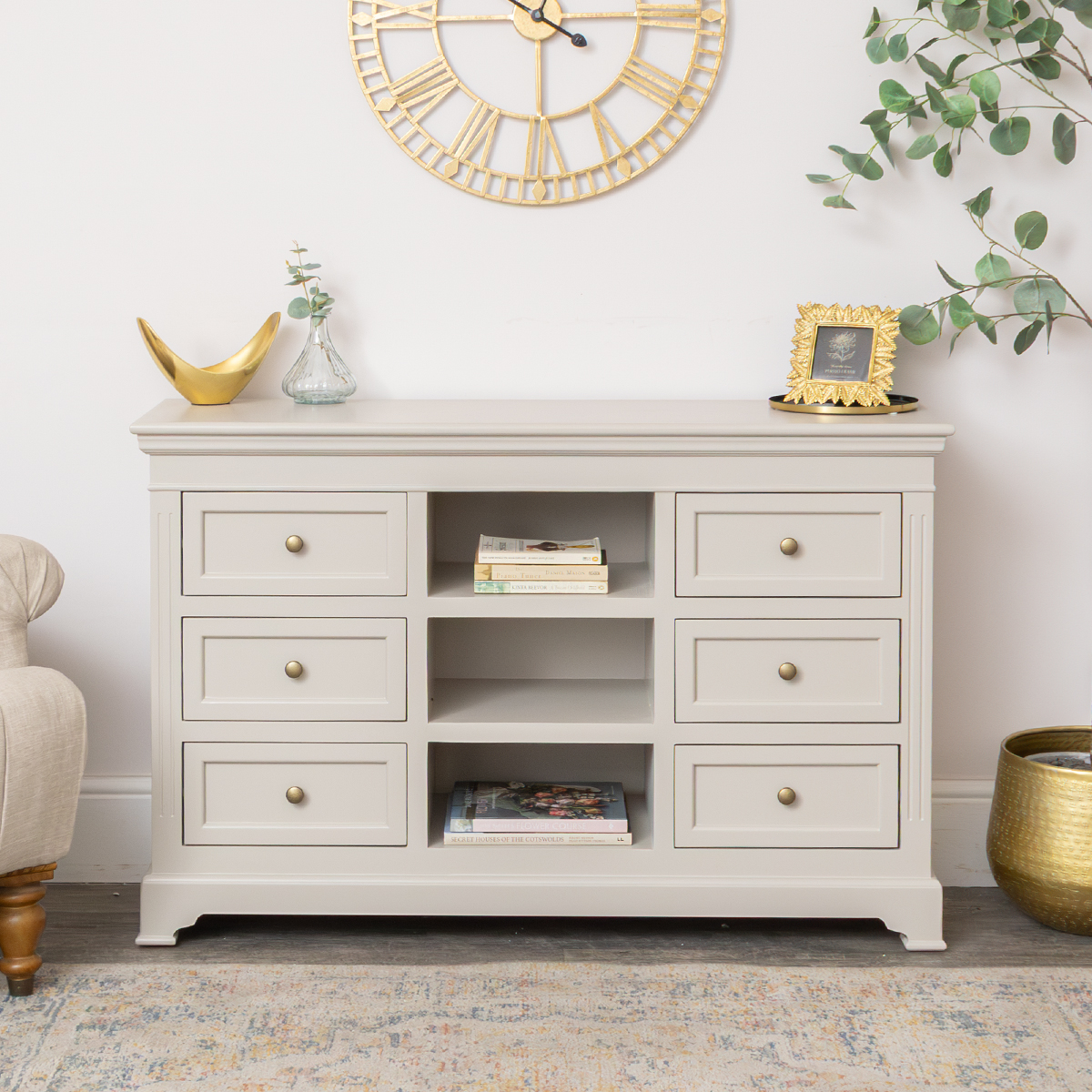 Large Taupe-Grey Wooden Sideboard Cabinet - Daventry Taupe-Grey Range