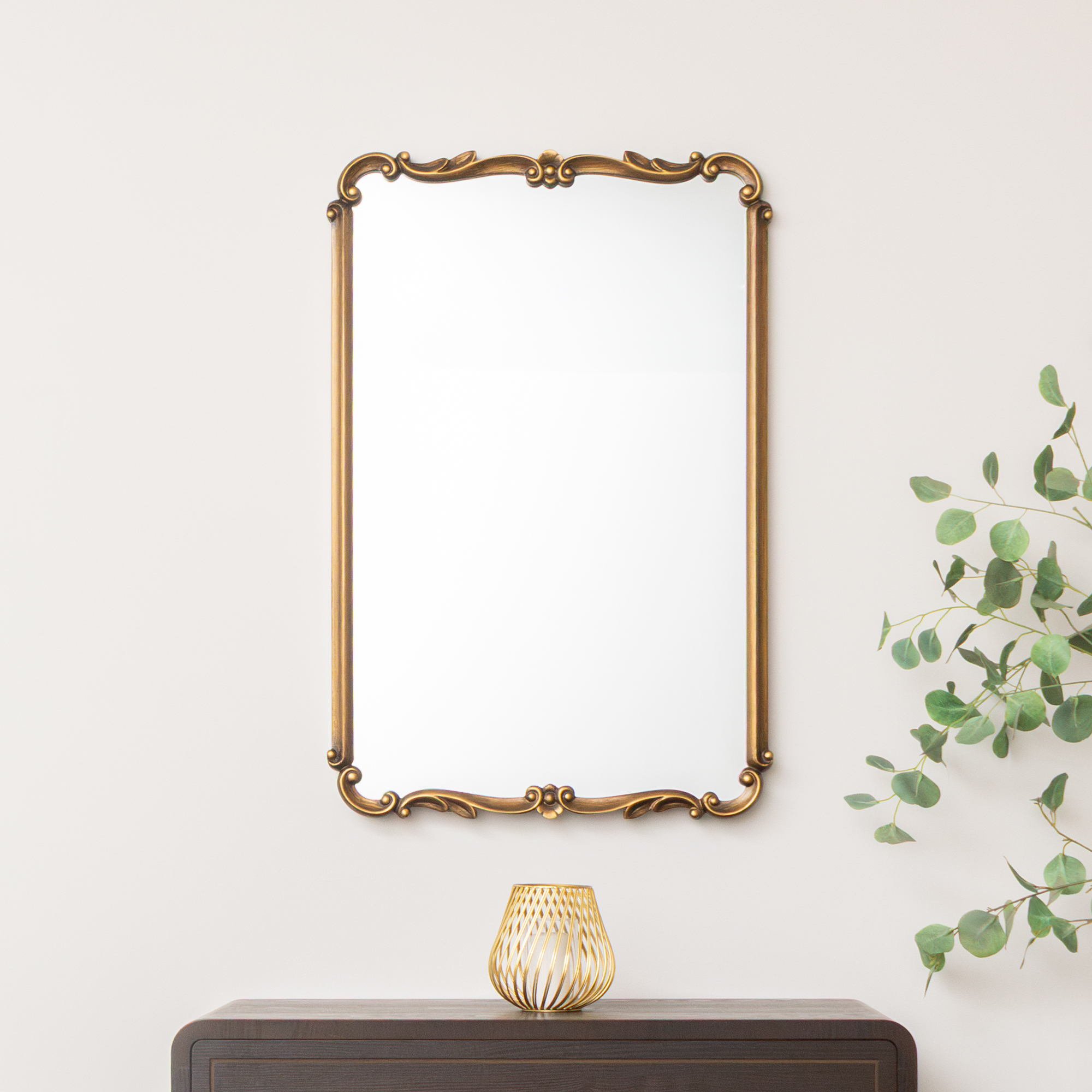 Antique Gold Ornate Framed Wall Decorative Mirror - 90cm x 60cm