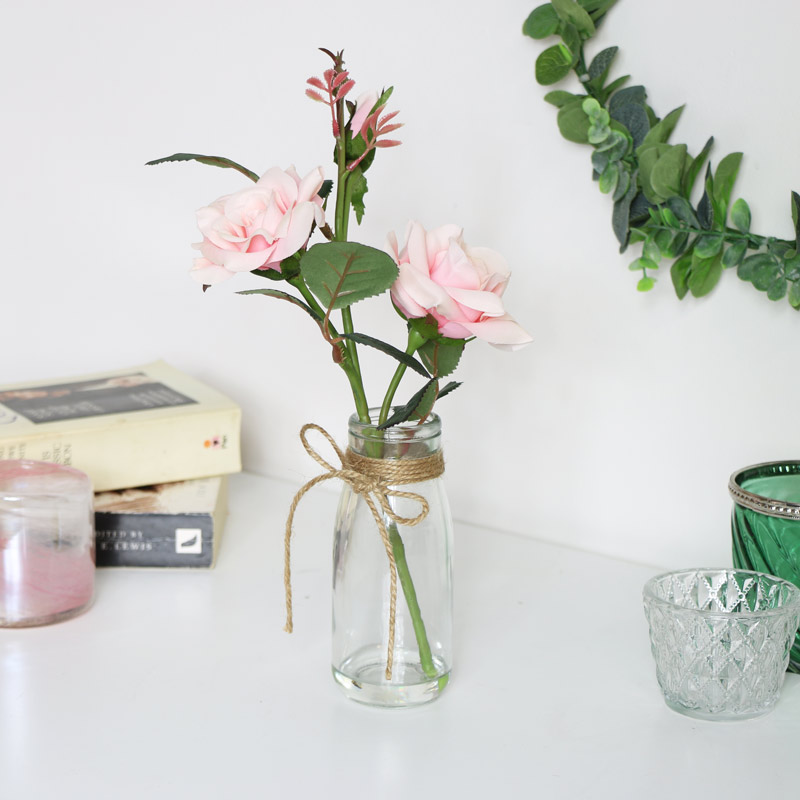 Faux Pale Pink Rose in Glass Jar Faux Pale Pink Rose in Glass Jar