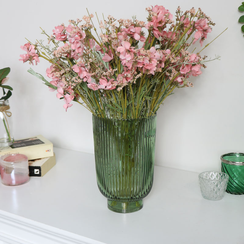 Green Hurricane Glass Vase Green Hurricane Glass Vase