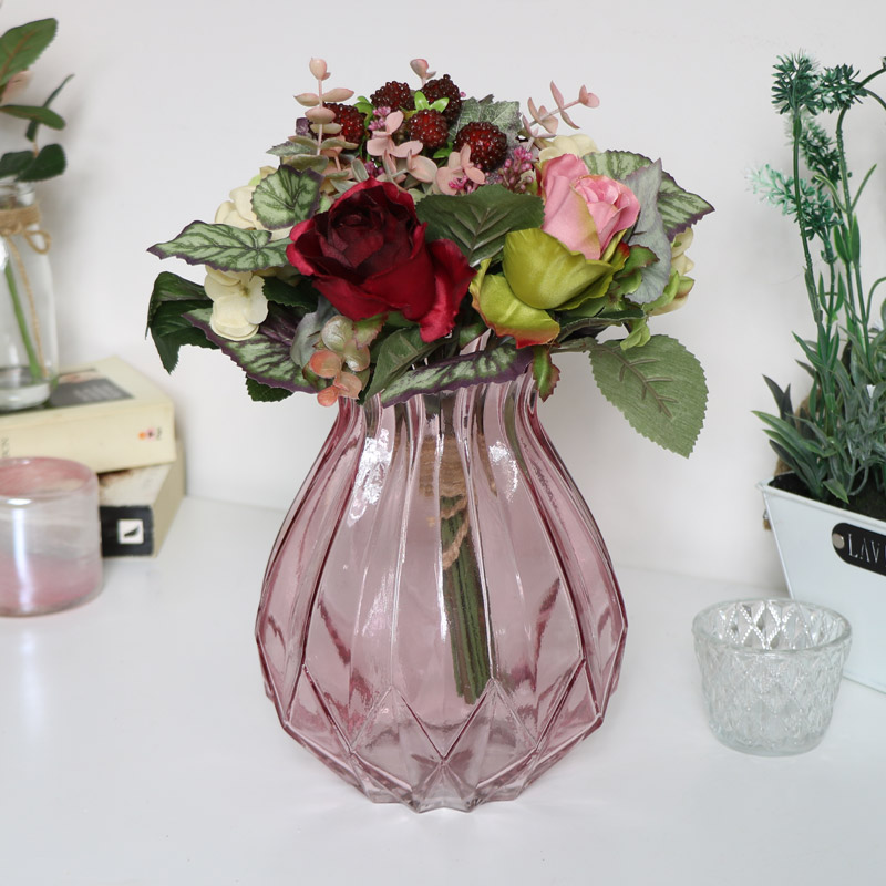 Pink Cut Glass Vase Pink Cut Glass Vase