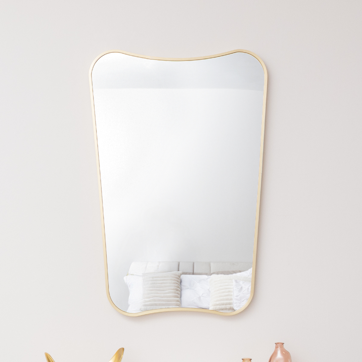 Gold Asymmetrical Metal Framed Wall Mirror - 54cm x 80cm