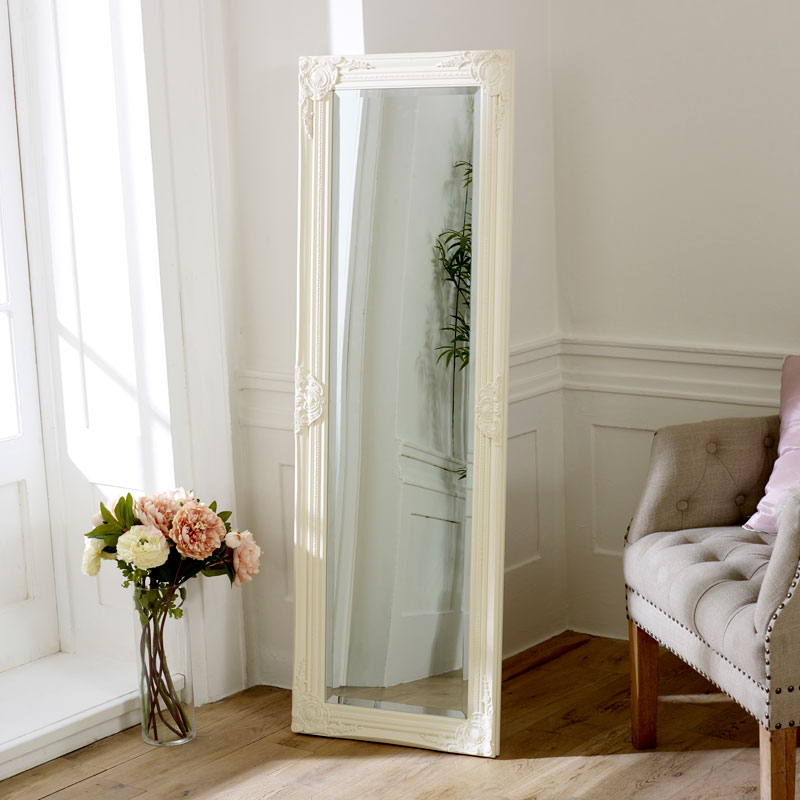 Tall Ornate White Mirror 47cm x 142cm