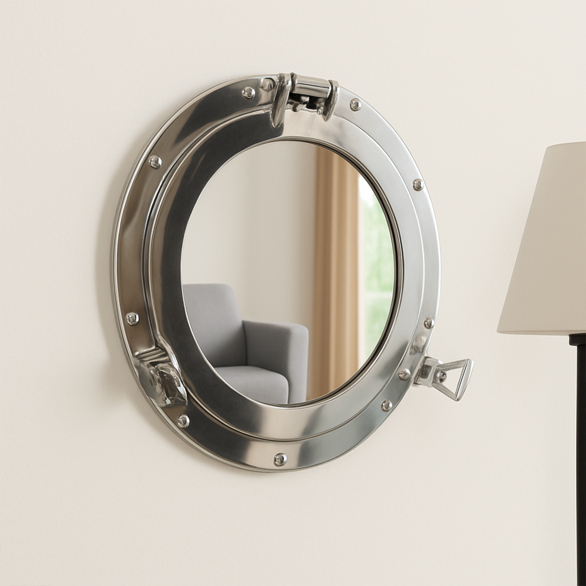 Silver Metal Porthole Mirror