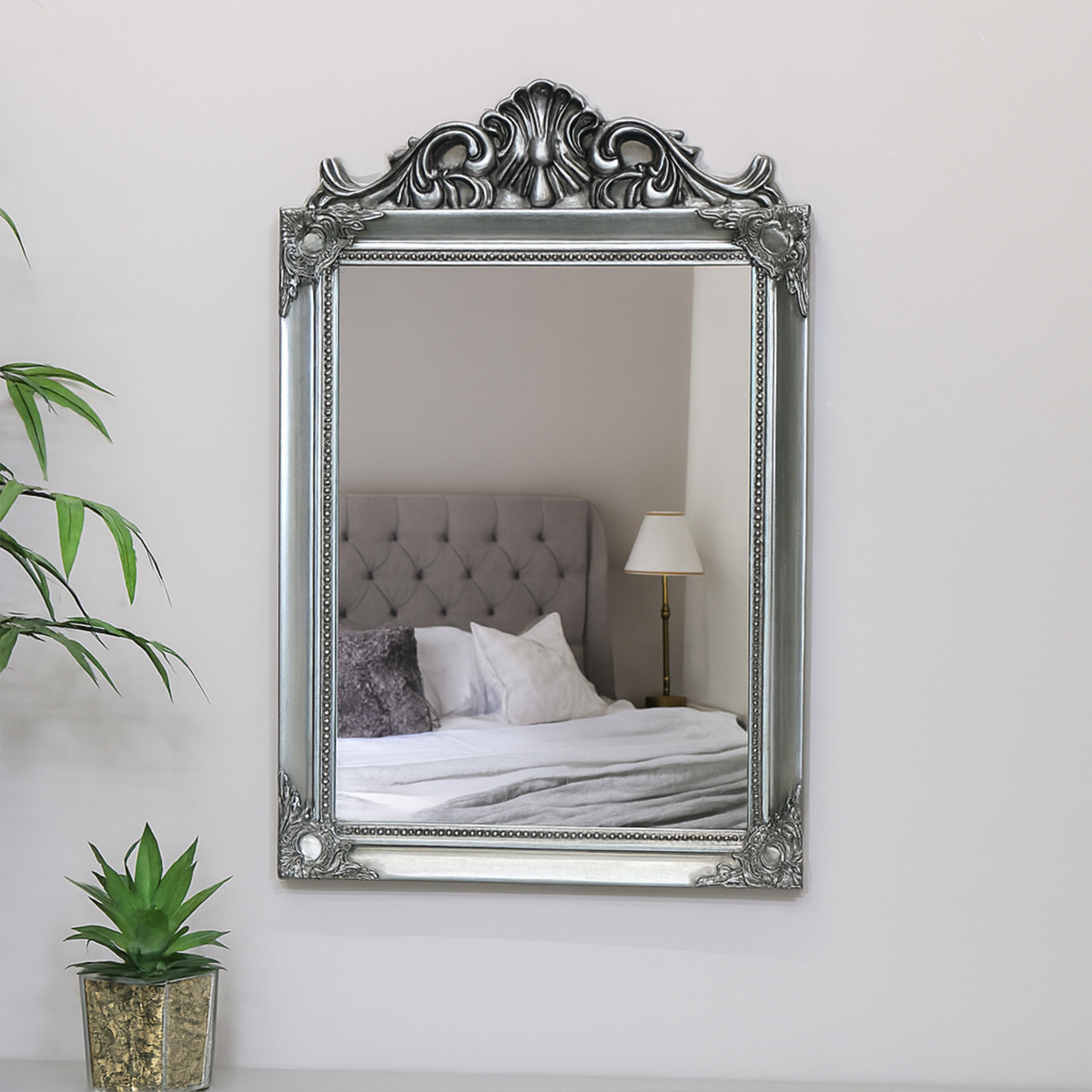 Antique Silver Wall Mirror 36cm x 55cm