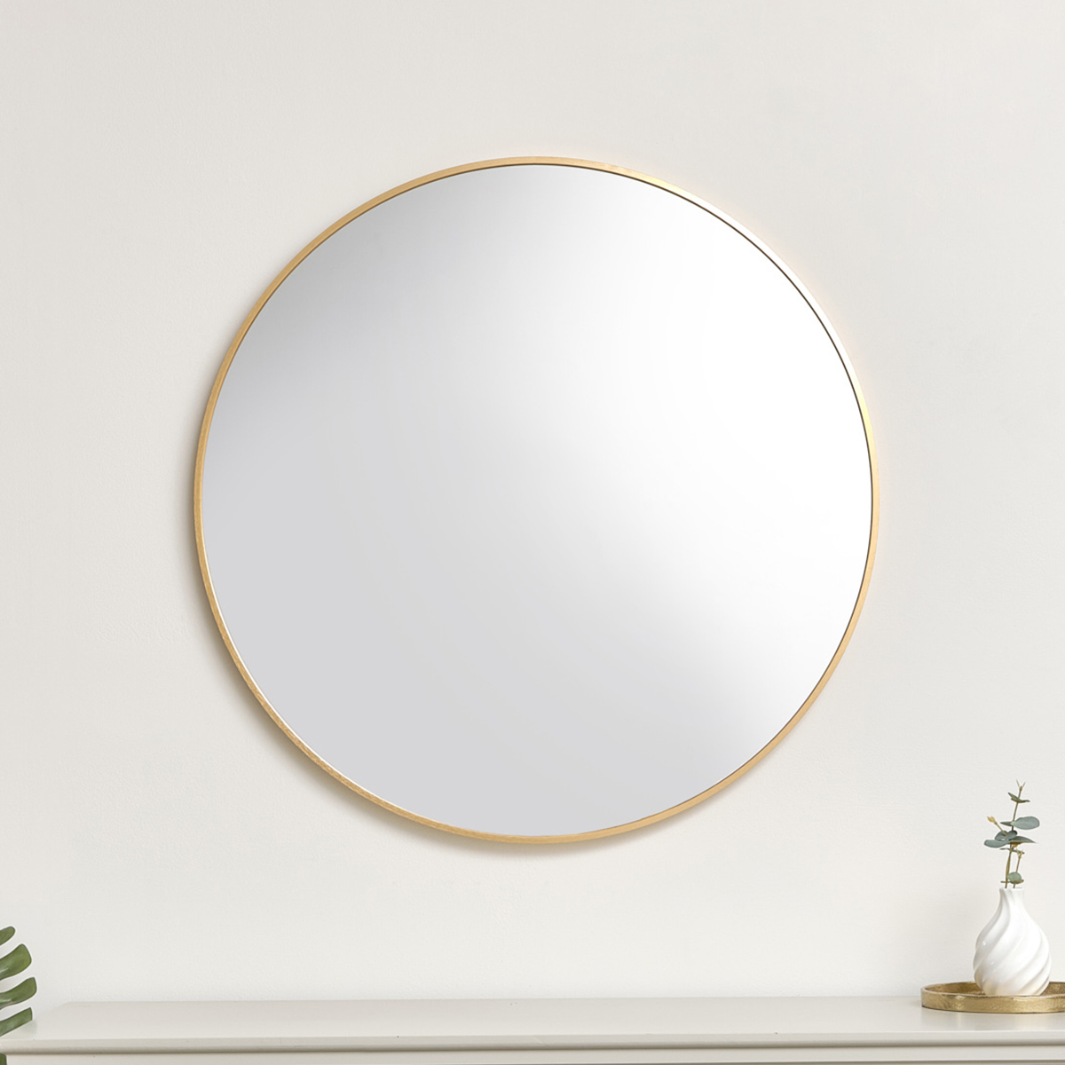 Large Round Gold Framed Wall Mirror 80cm x 80cm