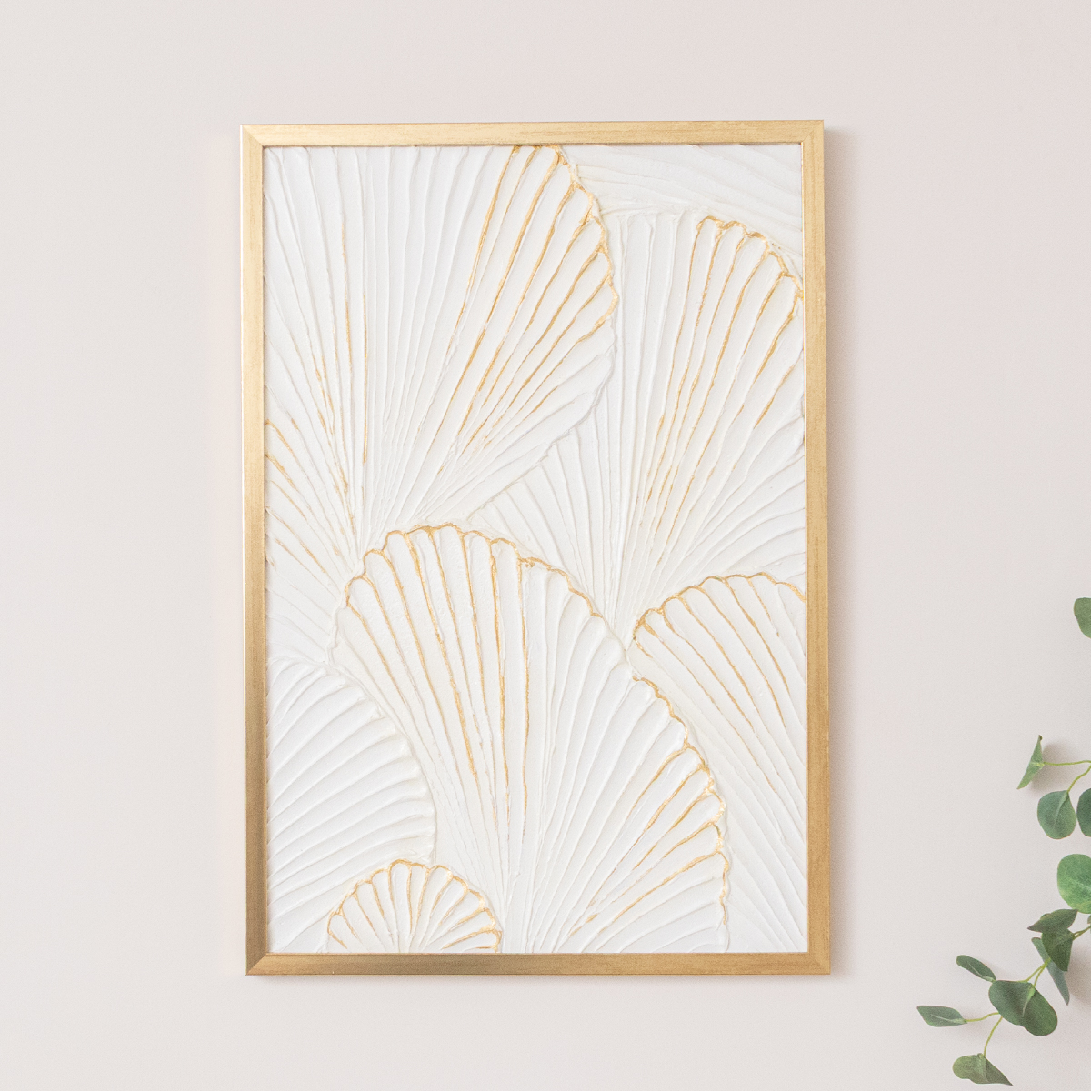 Extra Large Gold Ginkgo Textured Wall Art - 55cm x 80cm