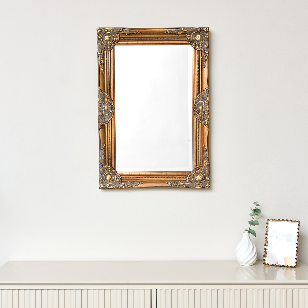 Antique Gold Ornate Rectangle Wall Mirror 65cm x 45cm