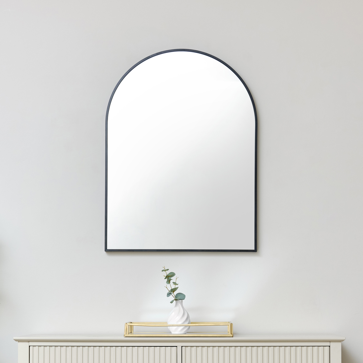Black Arched Wall Mirror 80cm x 60cm