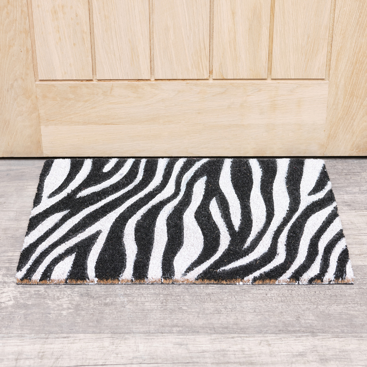 Zebra Print Coir Door Mat