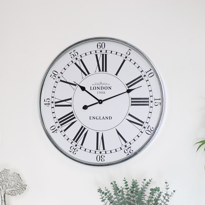 Silver Vintage London Wall Clock