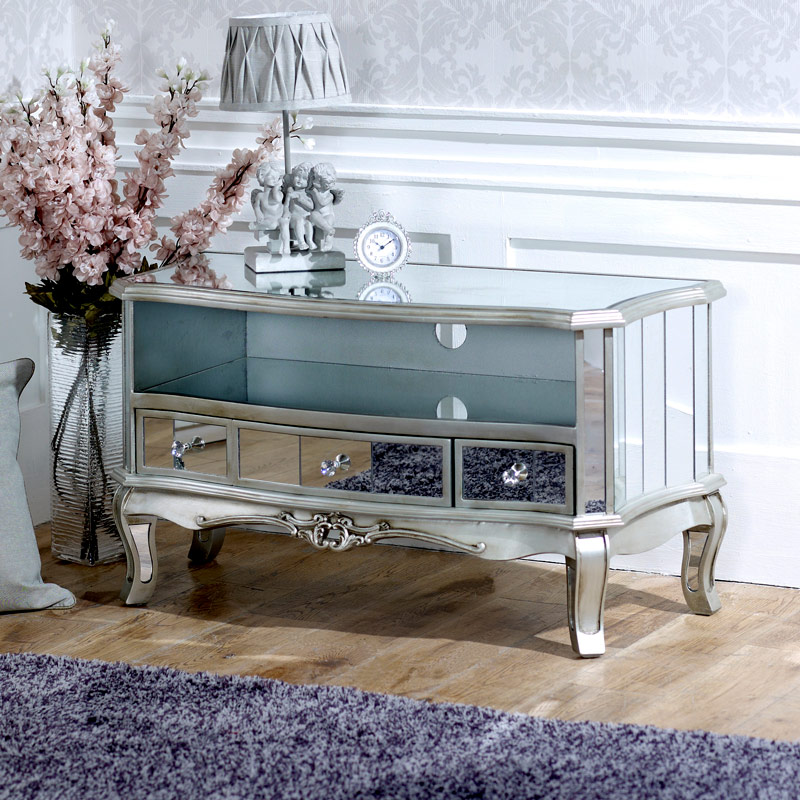 Tiffany Range - Mirrored Television Cabinet | Flora Furniture

