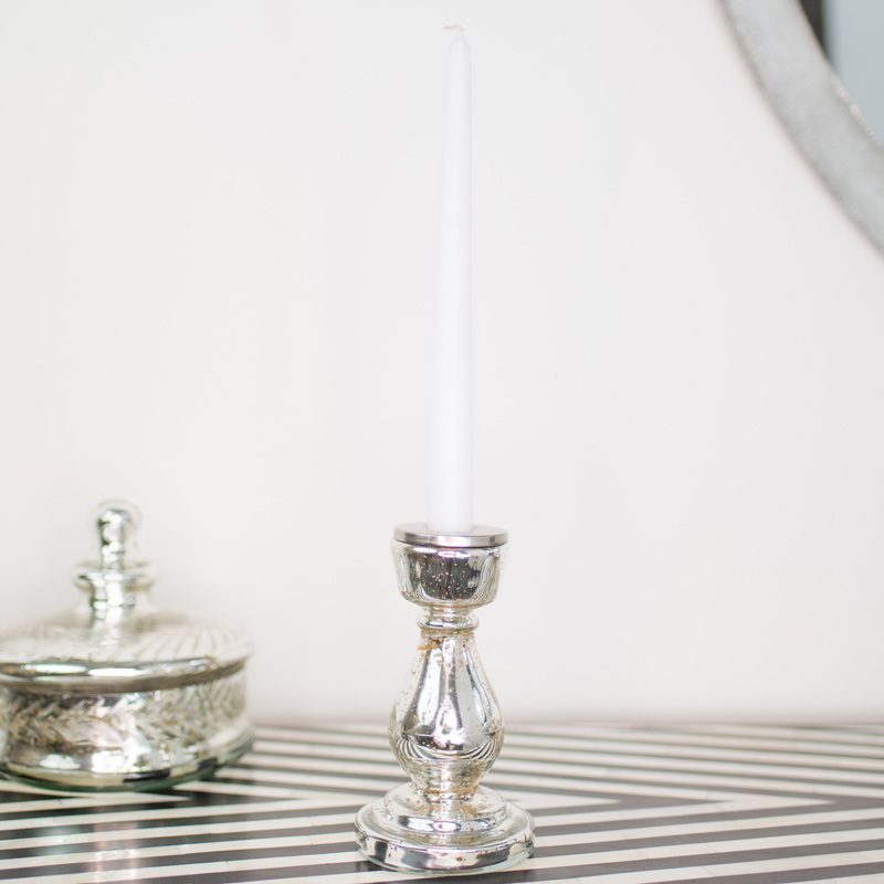 Silver Metallic Curved Candle Holder