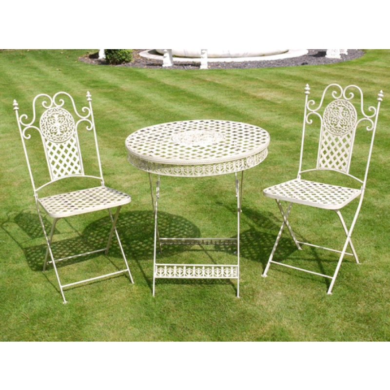White Checked Table and Two Chairs Bistro Set White Checked Table and Two Chairs Bistro Set