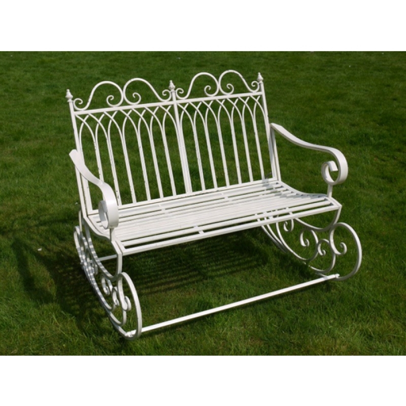 Antique White Garden Rocking Bench